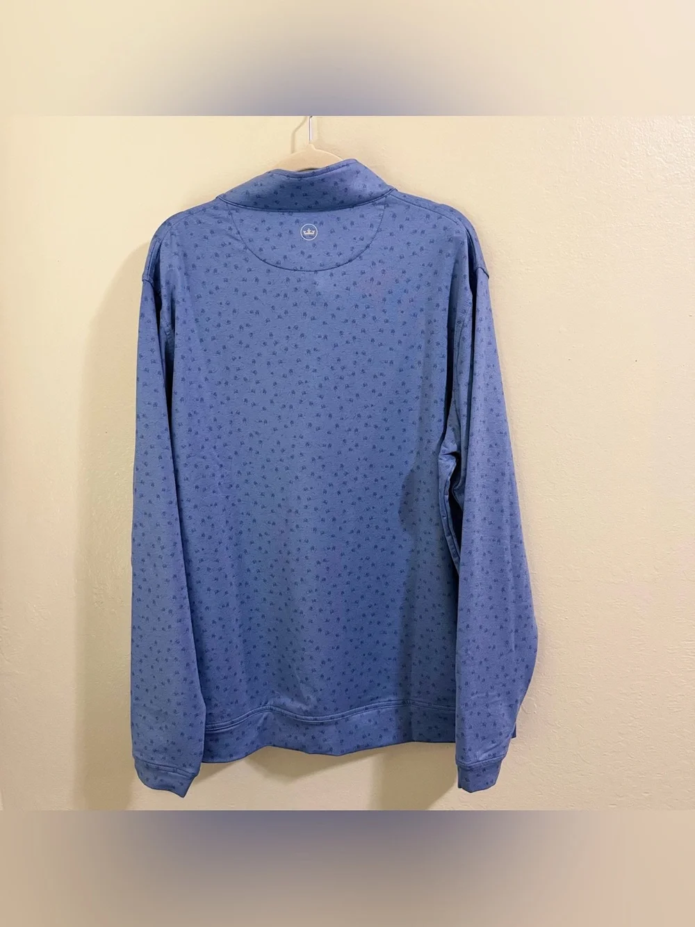 Peter Millar Perth Carts Performance Quarter Zip Pullover Blue Print NWT Men L